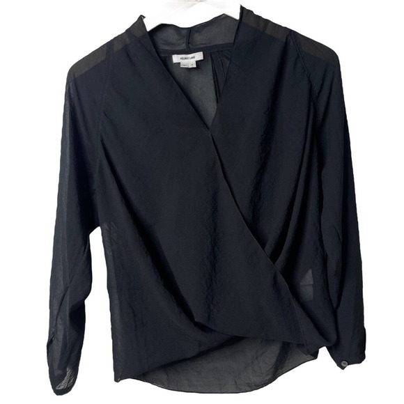 Helmut Lang Lyra Front Twist Black Chiffon Blouse, Petite - Picture 3 of 9